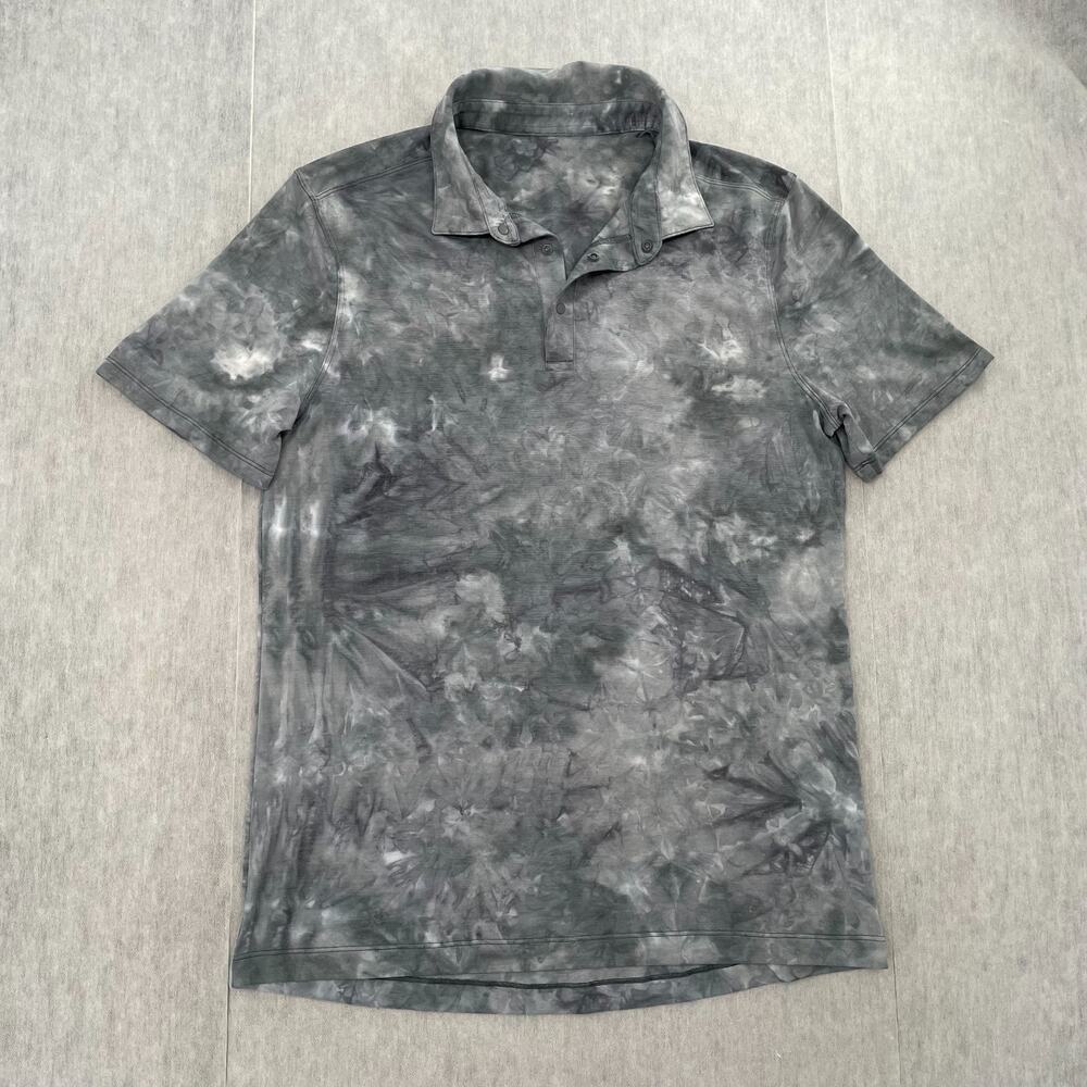 Lululemon Shirt Adult Medium Gray Polo Tie Dye Snap Button Golf Active Mens M